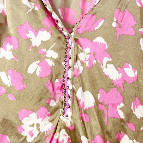 Boden Abstract Print Floral Silk Blouse Size 8 - Picture 10 of 14